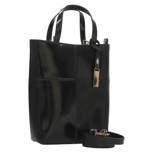 GUCCI Hand Bag Enamel 2way Black Gold 000 2113 - Picture 1 of 16
